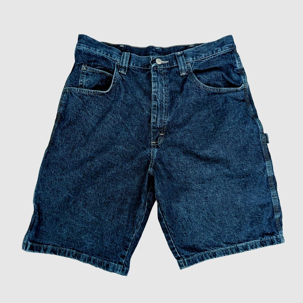Wrangler Carpenter Jean Shorts Mens 34 Blue Baggy Y2K Streetwear Jorts Skate